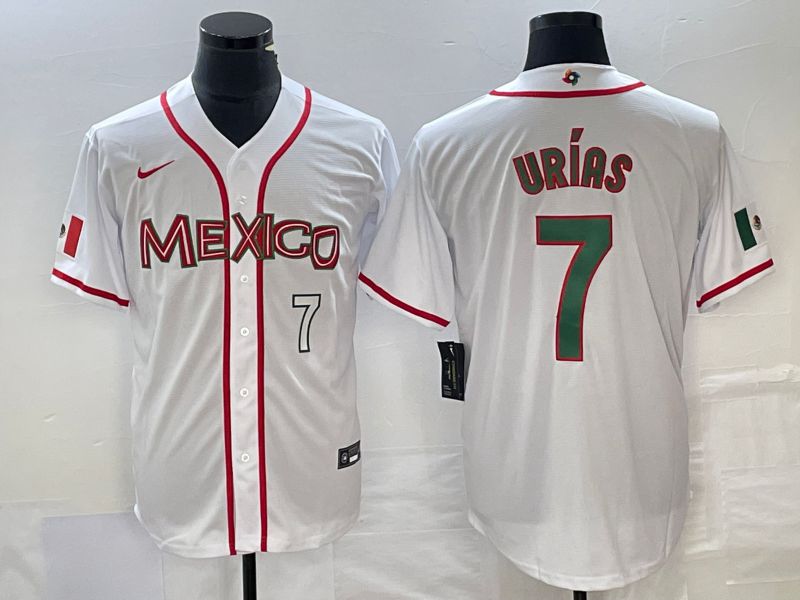 Men 2023 World Cub Mexico #7 Urias White Nike MLB Jersey38